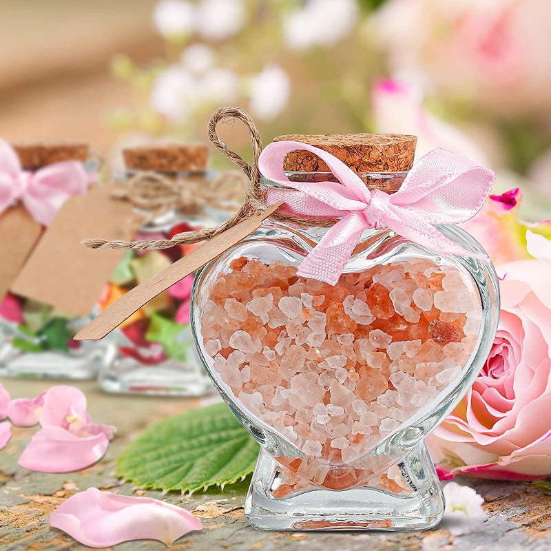 Folinstall Honeymoon Sand Keepsake Jar 2024  20 Pack Heart Shaped Spell Jars Coloured Paper Scrolls  DIY Gift Jars for Valentine's Day  Small Glass Jars with Cork Lid for Baby Shower  Wedding Favor - Image 2